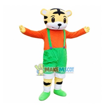 Young Tiger With Green Shorts Mascot Costume Young Tiger With Green Shorts Mascot Costume