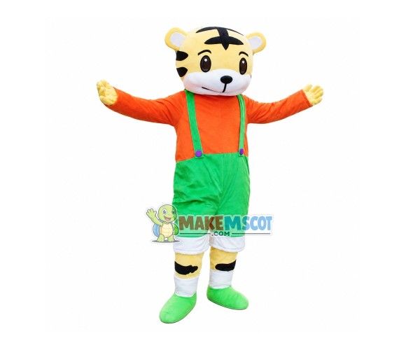 Young Tiger With Green Shorts Mascot Costume