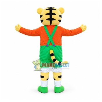 Young Tiger With Green Shorts Mascot Costume