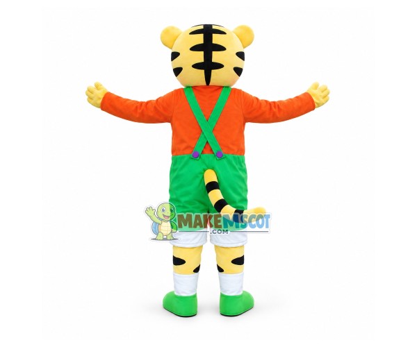 Young Tiger With Green Shorts Mascot Costume Young Tiger With Green Shorts Mascot Costume