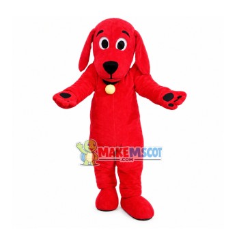 Nice Red Dog With Collar Mascot Costume