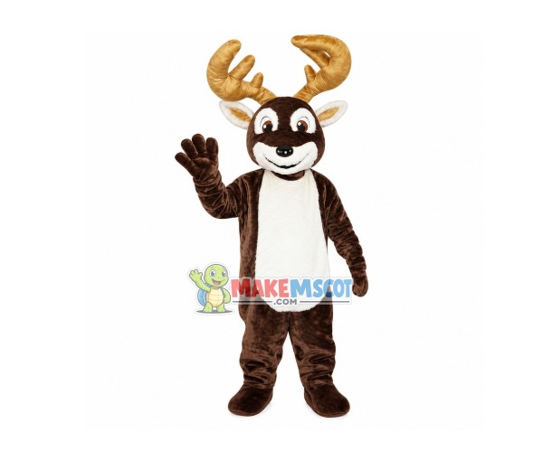 Moose With Golden Horns Mascot Costume Moose With Golden Horns Mascot Costume