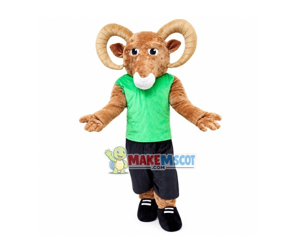 Power Brown Ram Mascot Costume Power Brown Ram Mascot Costume