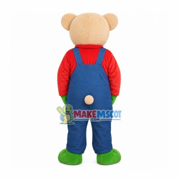 Well-behaved Denim Bib Bear Mascot Costume