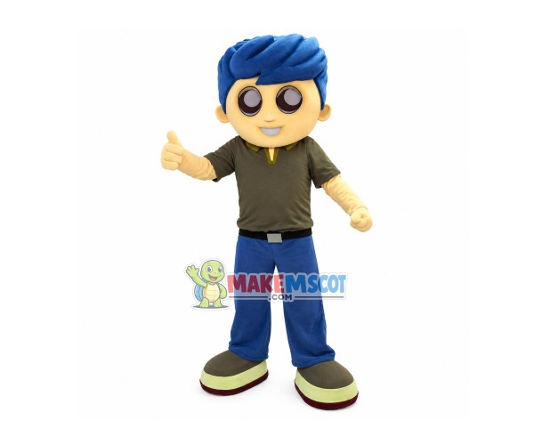 Blue Hair Adult Man Mascot Costume Blue Hair Adult Man Mascot Costume