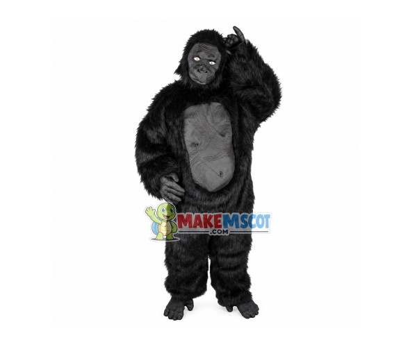 Interrogative Long-haired Chimpanzee Mascot Costume