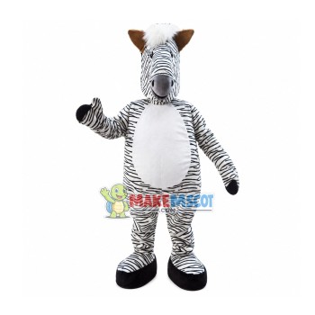 Weird Flat-headed Zebra Mascot Costume
