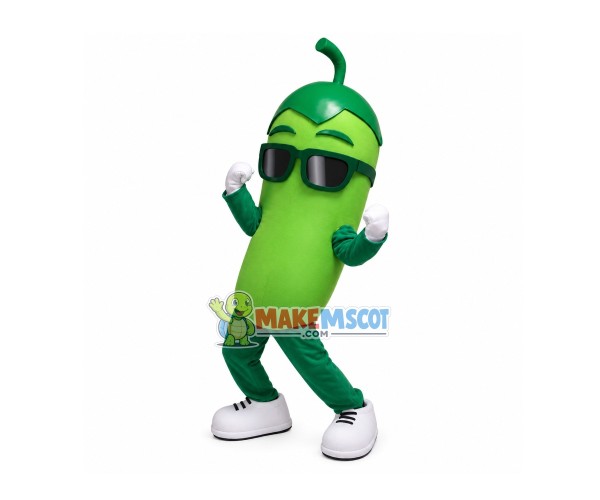Showing Green Eggplant Mascot Costume