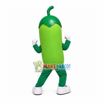 Showing Green Eggplant Mascot Costume Showing Green Eggplant Mascot Costume