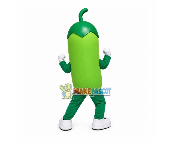 Showing Green Eggplant Mascot Costume Showing Green Eggplant Mascot Costume