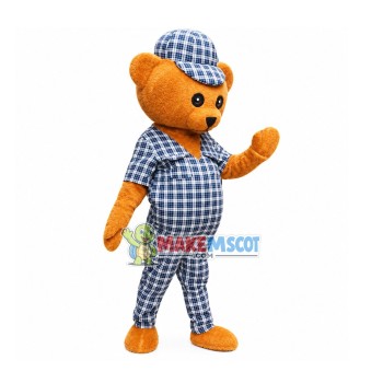 Brown Bear In Plaid Suit Mascot Costume Brown Bear In Plaid Suit Mascot Costume