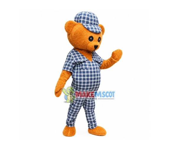 Brown Bear In Plaid Suit Mascot Costume Brown Bear In Plaid Suit Mascot Costume