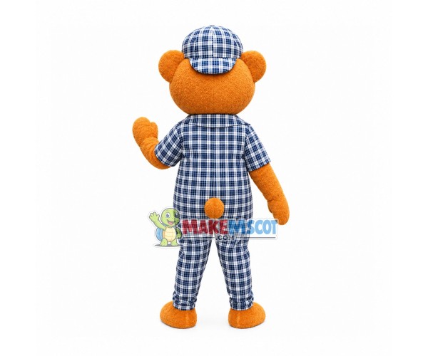 Brown Bear In Plaid Suit Mascot Costume Brown Bear In Plaid Suit Mascot Costume