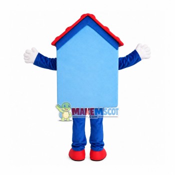 Blue House Cartoon Mascot Costume