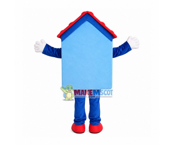 Blue House Cartoon Mascot Costume Blue House Cartoon Mascot Costume