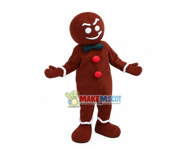 Bow Tie Gingerbread Man Mascot Costume Bow Tie Gingerbread Man Mascot Costume