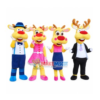 Happy Elk Family Mascot Costume Happy Elk Family Mascot Costume