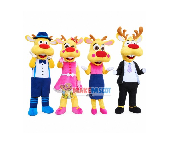 Happy Elk Family Mascot Costume