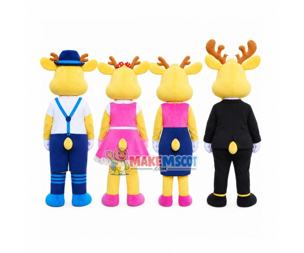 Happy Elk Family Mascot Costume Happy Elk Family Mascot Costume