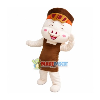 Kind Mother Pig With Apron Mascot Costume Kind Mother Pig With Apron Mascot Costume