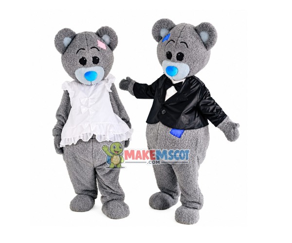 Gray Bear Couple Mascot Costume Gray Bear Couple Mascot Costume