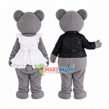 Gray Bear Couple Mascot Costume Gray Bear Couple Mascot Costume