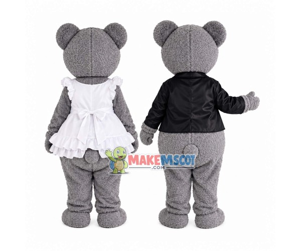 Gray Bear Couple Mascot Costume Gray Bear Couple Mascot Costume