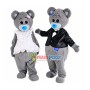 Gray Bear Couple Mascot Costume