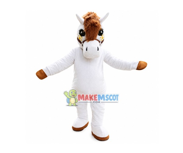 Beautiful White Horse Mascot Costume Beautiful White Horse Mascot Costume