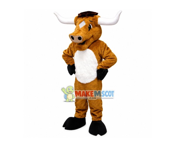 Strong Brown Bull Mascot Costume