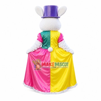 Bunny In The Colorful Dress Mascot Costume Bunny In The Colorful Dress Mascot Costume
