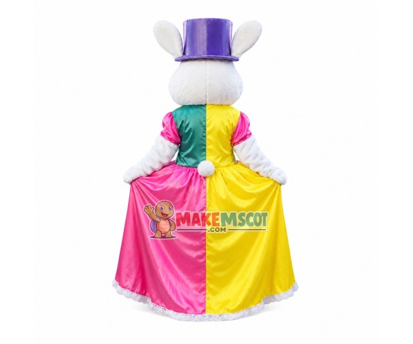 Bunny In The Colorful Dress Mascot Costume Bunny In The Colorful Dress Mascot Costume