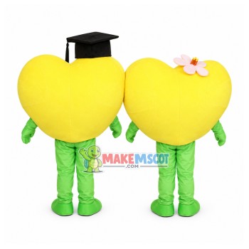Pair Of Yellow Full Love Mascot Costume Pair Of Yellow Full Love Mascot Costume