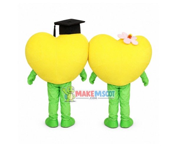 Pair Of Yellow Full Love Mascot Costume Pair Of Yellow Full Love Mascot Costume