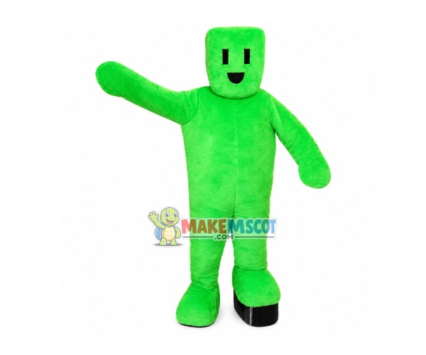 Bright Green Building Block Man Mascot Costume Bright Green Building Block Man Mascot Costume