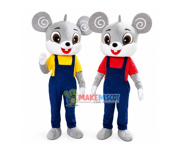 Gray Cute Mouse Brothers Mascot Costume Gray Cute Mouse Brothers Mascot Costume