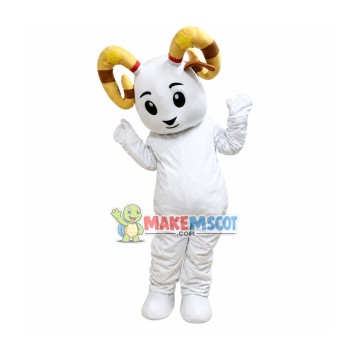 Lively White Sheep Mascot Costume