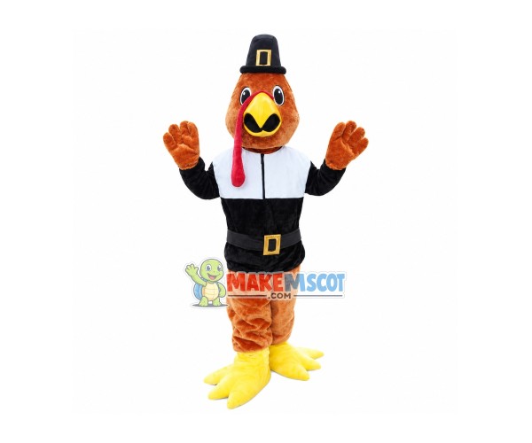 Brown Bird With Jacket Mascot Costume Brown Bird With Jacket Mascot Costume