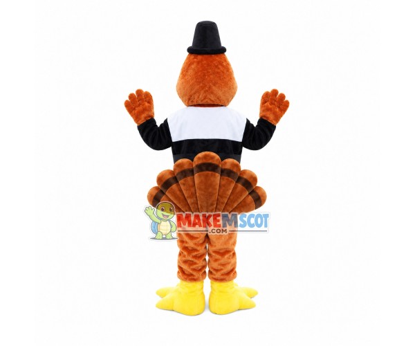 Brown Bird With Jacket Mascot Costume Brown Bird With Jacket Mascot Costume