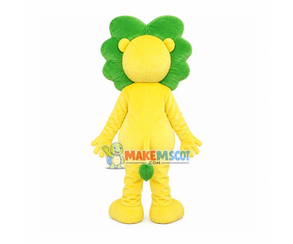 Cartoon Lion With Green Mane Mascot Costume Cartoon Lion With Green Mane Mascot Costume