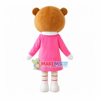 Pretty Girl With Bear Headgear Mascot Costume