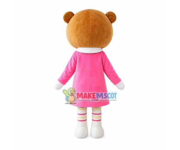 Pretty Girl With Bear Headgear Mascot Costume Pretty Girl With Bear Headgear Mascot Costume