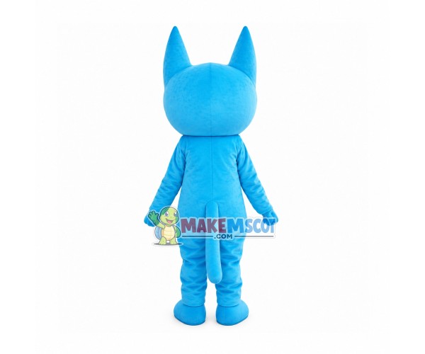 Smiling Cartoon Blue Cat Mascot Costume Smiling Cartoon Blue Cat Mascot Costume