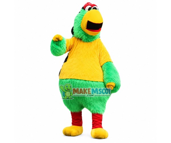 Surprised Green Furry Bird Mascot Costume Surprised Green Furry Bird Mascot Costume
