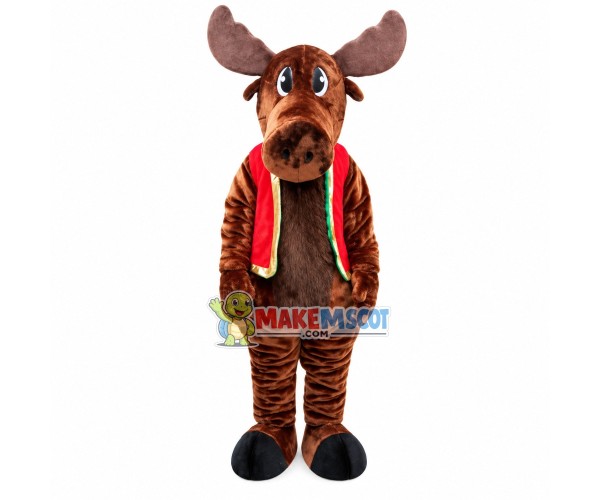 Frank Moose In Vest Mascot Costume Frank Moose In Vest Mascot Costume