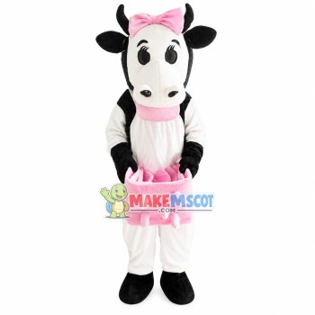 Prolific Cow With Bow Mascot Costume