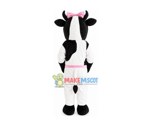 Prolific Cow With Bow Mascot Costume Prolific Cow With Bow Mascot Costume