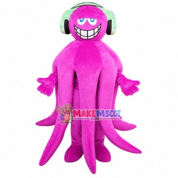 Giant Octopus With Headphone Mascot Costume Giant Octopus With Headphone Mascot Costume