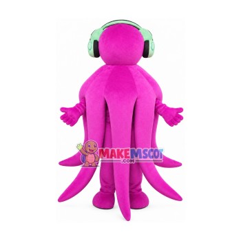 Giant Octopus With Headphone Mascot Costume Giant Octopus With Headphone Mascot Costume