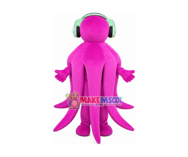 Giant Octopus With Headphone Mascot Costume Giant Octopus With Headphone Mascot Costume